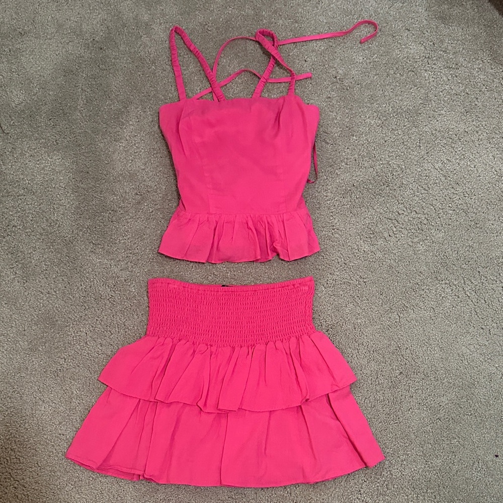 Aqua Vibrant Pink Ruffle Set